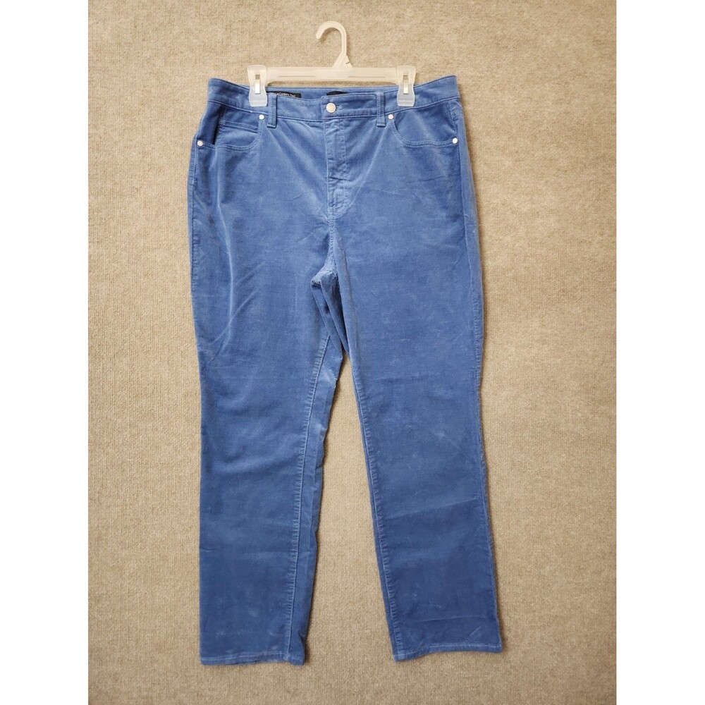 Talbots Curvy Corduroy Pants Womens 14 Petite Blue Straight Leg Stretch